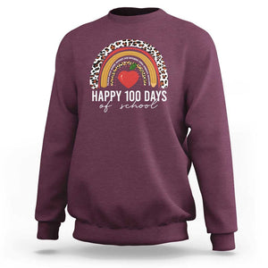 Rainbow 100 Days of School Sweatshirt Womens Happy 100th Day for Teacher TS01 Maroon Print Your Wear