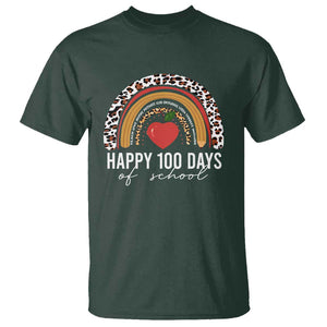 Rainbow 100 Days of School T Shirt Womens Happy 100th Day for Teacher TS01 Dark Forest Green Print Your Wear