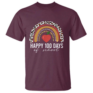 Rainbow 100 Days of School T Shirt Womens Happy 100th Day for Teacher TS01 Maroon Print Your Wear