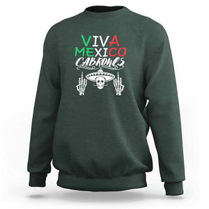 Viva Mexico Cabrones Sweatshirt Mexican Flag Independence Day Design TS01 Dark Forest Green Print Your Wear