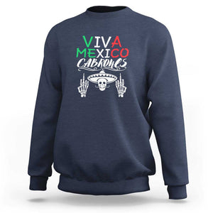 Viva Mexico Cabrones Sweatshirt Mexican Flag Independence Day Design TS01 Navy Print Your Wear