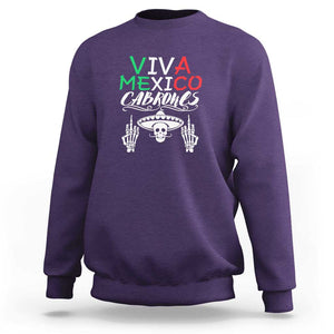 Viva Mexico Cabrones Sweatshirt Mexican Flag Independence Day Design TS01 Purple Print Your Wear