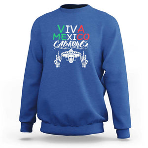 Viva Mexico Cabrones Sweatshirt Mexican Flag Independence Day Design TS01 Royal Blue Print Your Wear