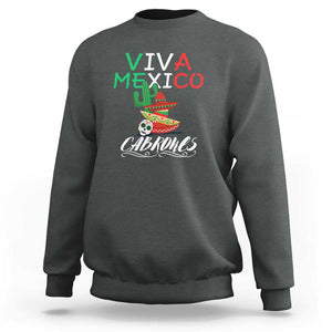 Viva Mexico Cabrones Sweatshirt Celebrate Mexican Pride with Flag Design TS01 Dark Heather Print Your Wear