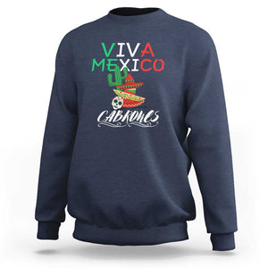 Viva Mexico Cabrones Sweatshirt Celebrate Mexican Pride with Flag Design TS01 Navy Print Your Wear