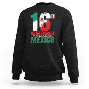 16th September Mexican Independence Day Sweatshirt Mexico Flag Celebration TS01 Black Print Your Wear