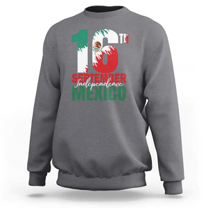 16th September Mexican Independence Day Sweatshirt Mexico Flag Celebration TS01 Charcoal Print Your Wear