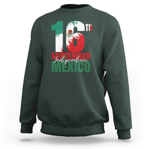 16th September Mexican Independence Day Sweatshirt Mexico Flag Celebration TS01 Dark Forest Green Print Your Wear