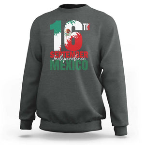 16th September Mexican Independence Day Sweatshirt Mexico Flag Celebration TS01 Dark Heather Print Your Wear