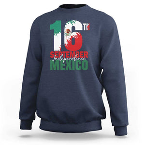 16th September Mexican Independence Day Sweatshirt Mexico Flag Celebration TS01 Navy Print Your Wear