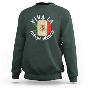 Viva La Independencia Mexico Flag Sweatshirt Mexican Pride Independence Day TS01 Dark Forest Green Print Your Wear