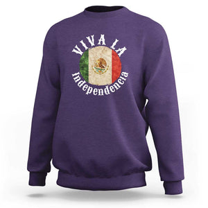 Viva La Independencia Mexico Flag Sweatshirt Mexican Pride Independence Day TS01 Purple Print Your Wear