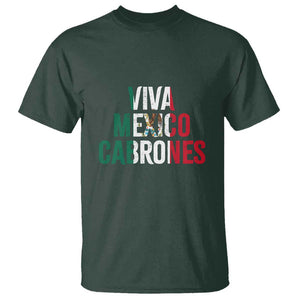 Mexican Independence Day Tee T Shirt Viva Mexico Cabrones Design with Heart TS01 Dark Forest Green Print Your Wear