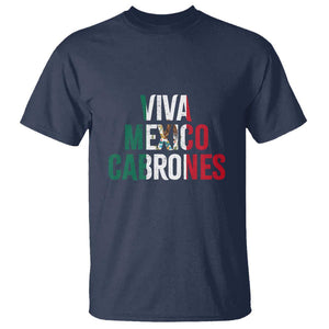 Mexican Independence Day Tee T Shirt Viva Mexico Cabrones Design with Heart TS01 Navy Print Your Wear