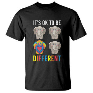 Autism Acceptance T Shirt It's Ok To Be Different Tie Dye Elephant Hippy Style TS01 Black Printyourwear