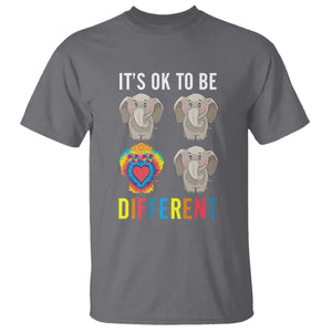 Autism Acceptance T Shirt It's Ok To Be Different Tie Dye Elephant Hippy Style TS01 Charcoal Printyourwear