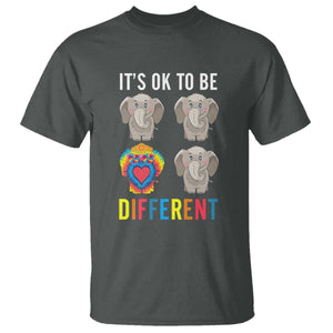 Autism Acceptance T Shirt It's Ok To Be Different Tie Dye Elephant Hippy Style TS01 Dark Heather Printyourwear