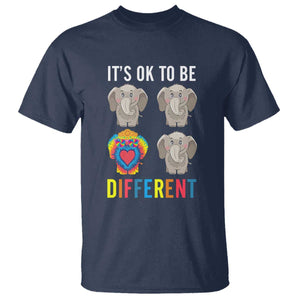 Autism Acceptance T Shirt It's Ok To Be Different Tie Dye Elephant Hippy Style TS01 Navy Printyourwear