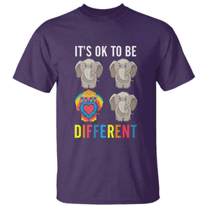 Autism Acceptance T Shirt It's Ok To Be Different Tie Dye Elephant Hippy Style TS01 Purple Printyourwear