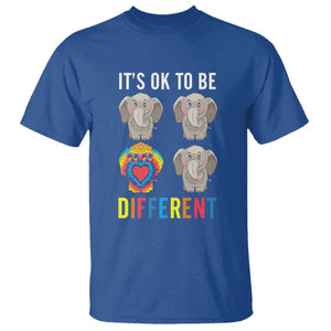 Autism Acceptance T Shirt It's Ok To Be Different Tie Dye Elephant Hippy Style TS01 Royal Blue Printyourwear