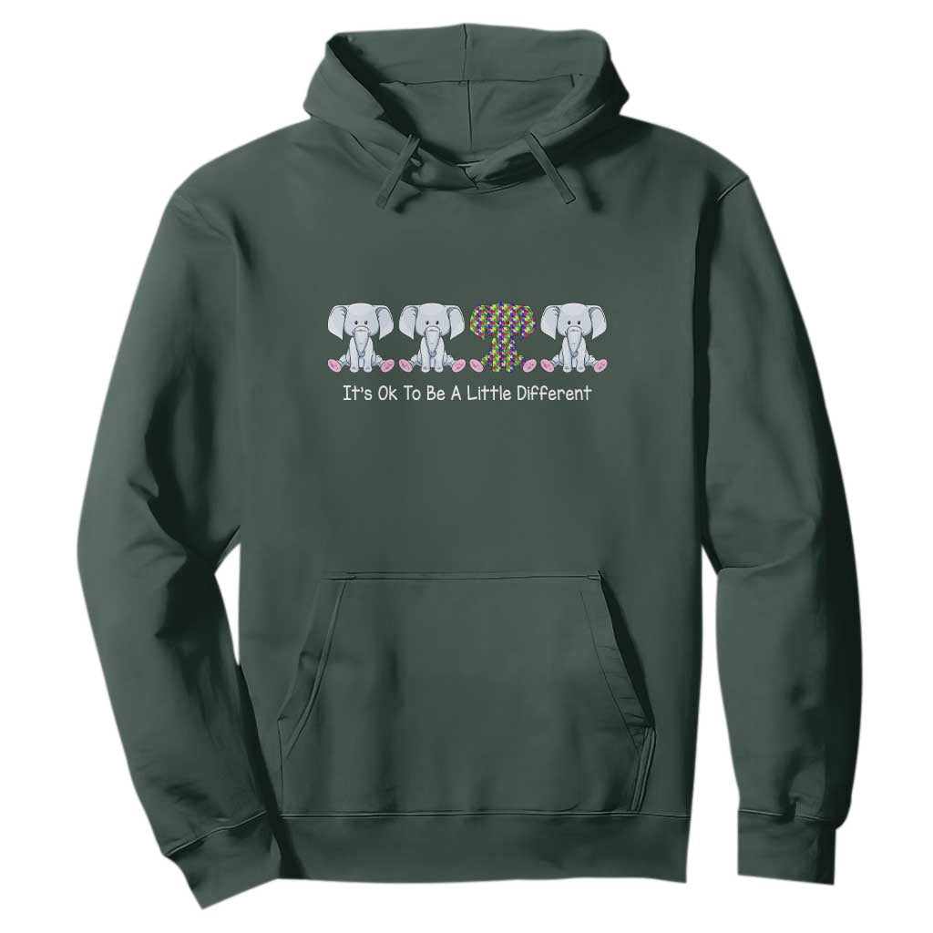 Autism Acceptance Hoodie It's Ok To Be A Little Different Jigsaw Puzzle Elephant TS01 Dark Forest Green Printyourwear