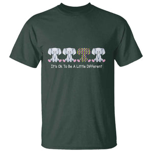 Autism Acceptance T Shirt It's Ok To Be A Little Different Jigsaw Puzzle Elephant TS01 Dark Forest Green Printyourwear