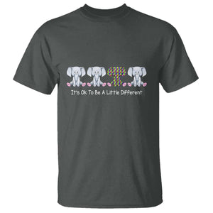 Autism Acceptance T Shirt It's Ok To Be A Little Different Jigsaw Puzzle Elephant TS01 Dark Heather Printyourwear