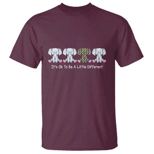 Autism Acceptance T Shirt It's Ok To Be A Little Different Jigsaw Puzzle Elephant TS01 Maroon Printyourwear