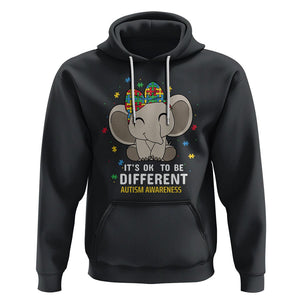 Cute Elephant Autism Hoodie It's Ok To Be Different Accept Support Love Autistic Kids TS01 Black Printyourwear