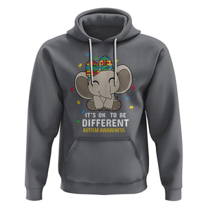 Cute Elephant Autism Hoodie It's Ok To Be Different Accept Support Love Autistic Kids TS01 Charcoal Printyourwear