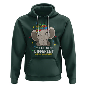 Cute Elephant Autism Hoodie It's Ok To Be Different Accept Support Love Autistic Kids TS01 Dark Forest Green Printyourwear