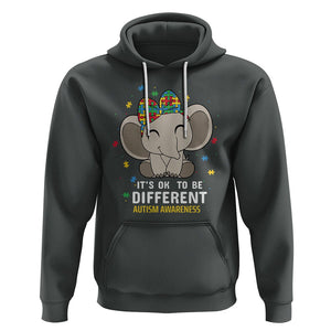 Cute Elephant Autism Hoodie It's Ok To Be Different Accept Support Love Autistic Kids TS01 Dark Heather Printyourwear