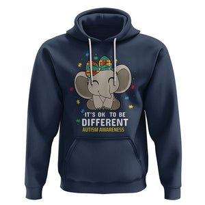 Cute Elephant Autism Hoodie It's Ok To Be Different Accept Support Love Autistic Kids TS01 Navy Printyourwear