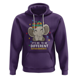 Cute Elephant Autism Hoodie It's Ok To Be Different Accept Support Love Autistic Kids TS01 Purple Printyourwear