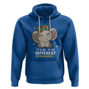 Cute Elephant Autism Hoodie It's Ok To Be Different Accept Support Love Autistic Kids TS01 Royal Blue Printyourwear