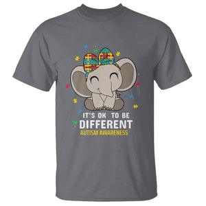 Cute Elephant Autism T Shirt It's Ok To Be Different Accept Support Love Autistic Kids TS01 Charcoal Printyourwear