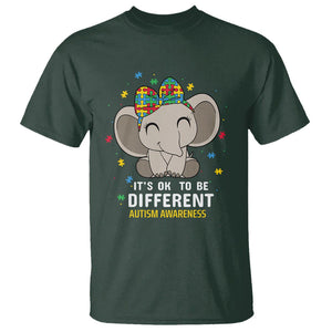 Cute Elephant Autism T Shirt It's Ok To Be Different Accept Support Love Autistic Kids TS01 Dark Forest Green Printyourwear