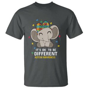 Cute Elephant Autism T Shirt It's Ok To Be Different Accept Support Love Autistic Kids TS01 Dark Heather Printyourwear