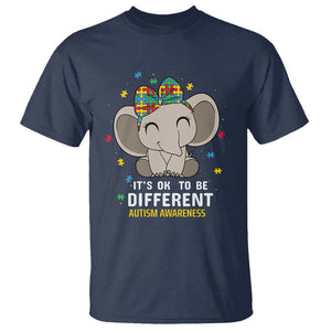 Cute Elephant Autism T Shirt It's Ok To Be Different Accept Support Love Autistic Kids TS01 Navy Printyourwear