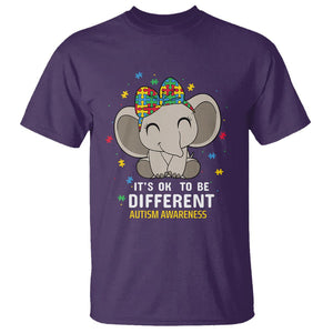 Cute Elephant Autism T Shirt It's Ok To Be Different Accept Support Love Autistic Kids TS01 Purple Printyourwear