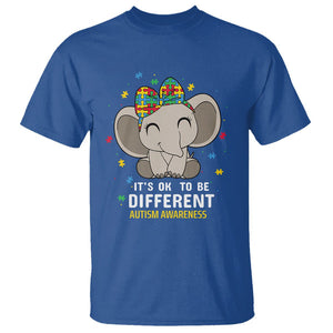 Cute Elephant Autism T Shirt It's Ok To Be Different Accept Support Love Autistic Kids TS01 Royal Blue Printyourwear