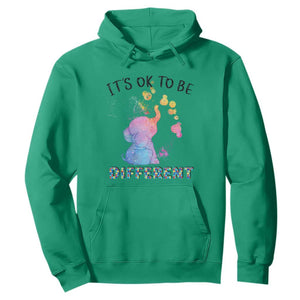 Autism Support Hoodie It's Ok To Be Different Cute Watercolor Elephant TS01 Irish Green Printyourwear