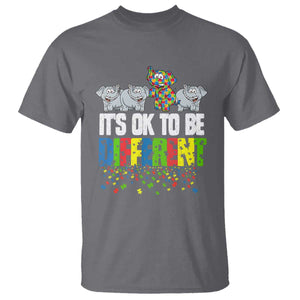 Autism Awareness T Shirt It's Ok To Be Different Funny Jigsaw Puzzle Elephant TS01 Charcoal Printyourwear