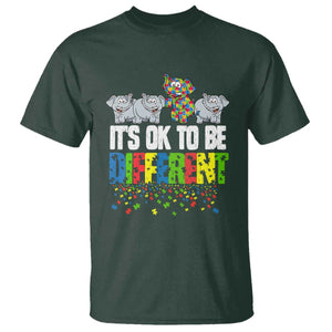 Autism Awareness T Shirt It's Ok To Be Different Funny Jigsaw Puzzle Elephant TS01 Dark Forest Green Printyourwear