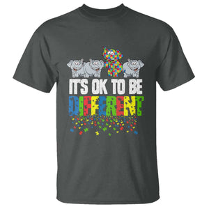 Autism Awareness T Shirt It's Ok To Be Different Funny Jigsaw Puzzle Elephant TS01 Dark Heather Printyourwear