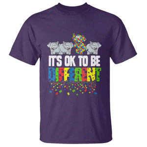 Autism Awareness T Shirt It's Ok To Be Different Funny Jigsaw Puzzle Elephant TS01 Purple Printyourwear