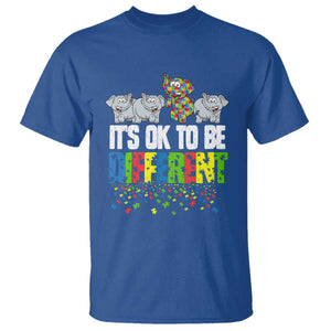 Autism Awareness T Shirt It's Ok To Be Different Funny Jigsaw Puzzle Elephant TS01 Royal Blue Printyourwear