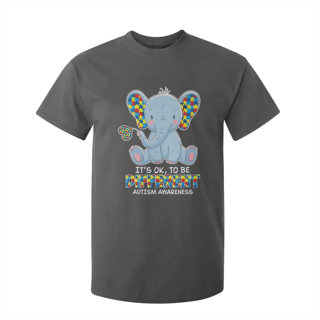Autism Awareness Elephant T Shirt For Kid Its Ok To Be Different TS01 Dark Heather Printyourwear