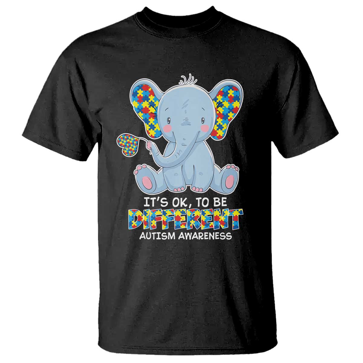 Autism Awareness Elephant T Shirt Its Ok To Be Different TS01 Black Printyourwear