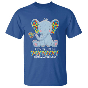 Autism Awareness Elephant T Shirt Its Ok To Be Different TS01 Royal Blue Printyourwear